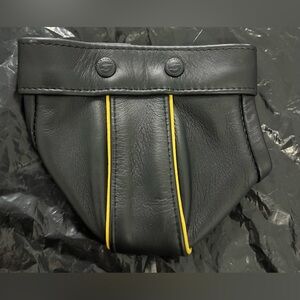 New w/o Tags - Mr.S Leather Leather Cod Piece/Pouch - Black w/ Yellow - One Size